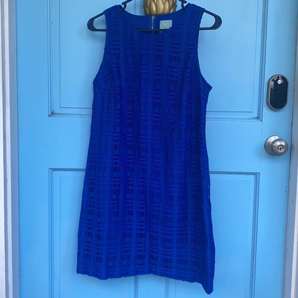 CeCe Women’s Dress Shift Blue Arlington Lace Zippered size 4